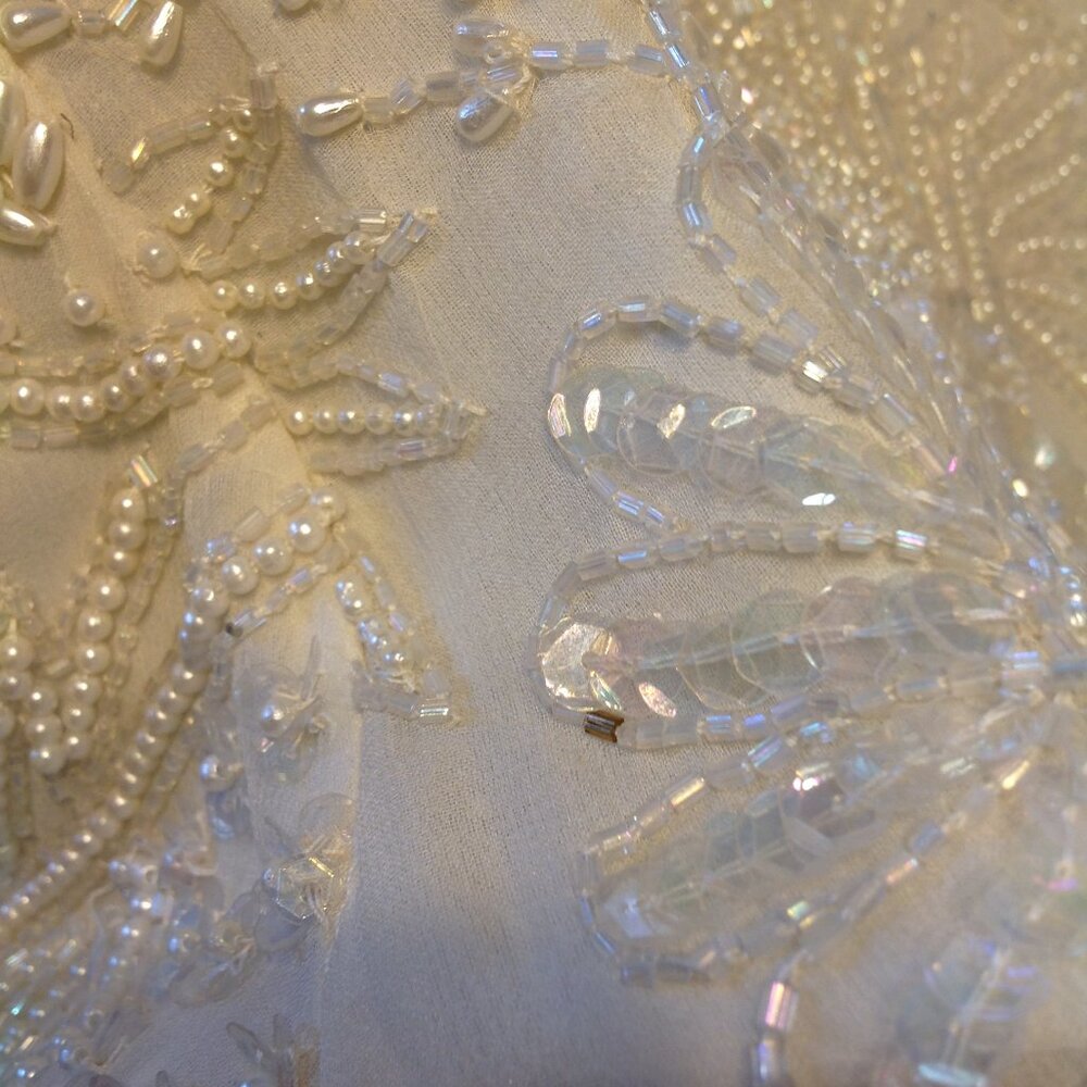 NWT Vintage Laurence Kazar Off White Creme Beaded Sequin Evening Jacket 1X - Picture 11 of 14